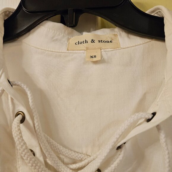 Cloth & Stone for Anthropologie white lace-up tunic top - Picture 6 of 6